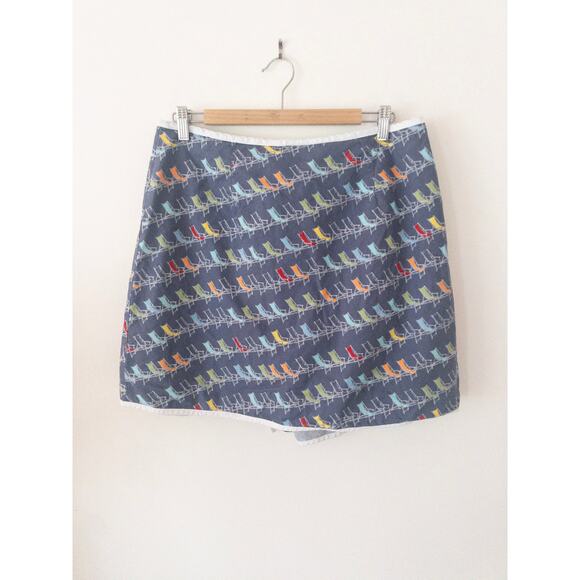 Vintage Liz Claiborne Beach Chair Print Wrap Skort with Piping Front Pocket 12 - Picture 2 of 7